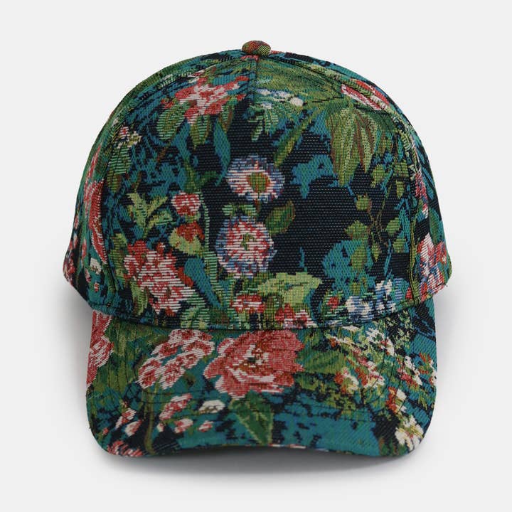 David And Young - Wholesale Baseball Cap - Women's - Floral Print in Brocade 5 Panel Baseball Cap1