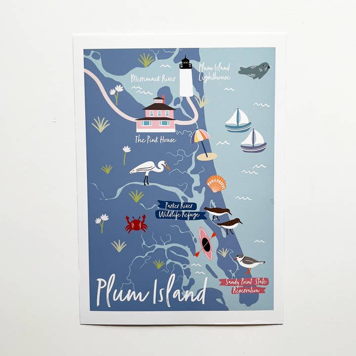 Plum Island Map Print (5x7) for wholesale by Keegsie Designs