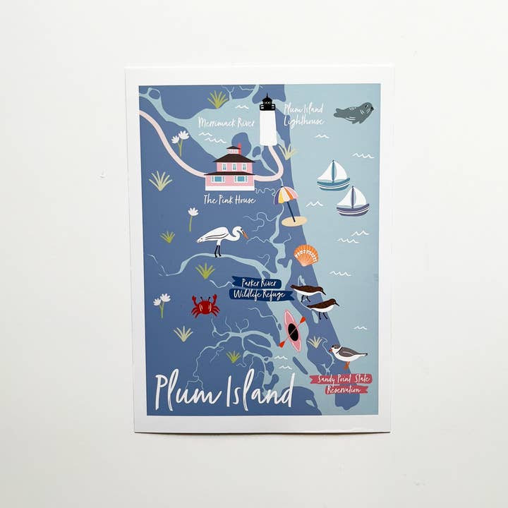 Impressão do mapa Plum Island (5x7) por atacado de Keegsie Designs