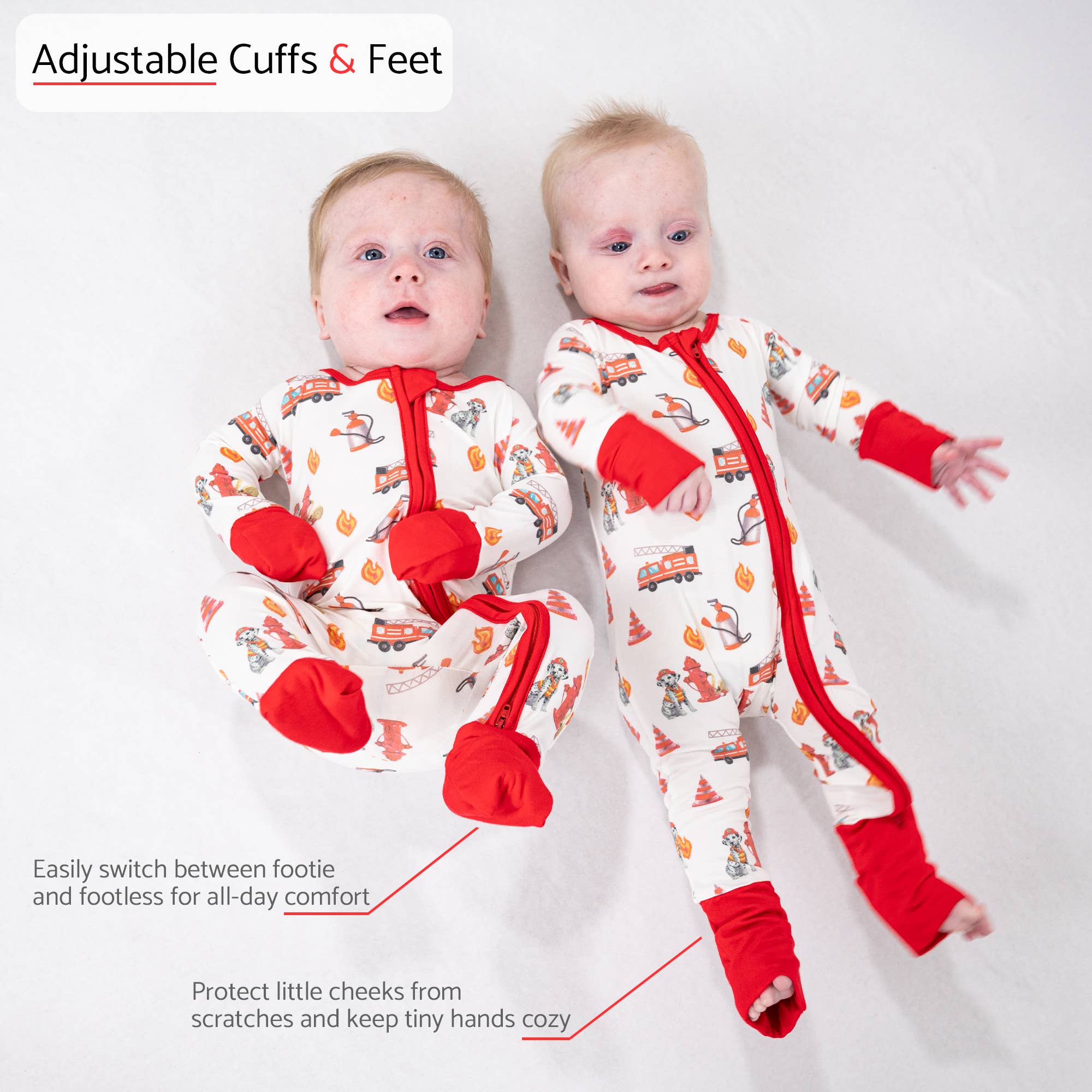 LollyBanks - Wholesale Sleepsuit - Baby - Firehouse Fido Baby Bamboo Pajamas, 2-Way Zipper Romper 4