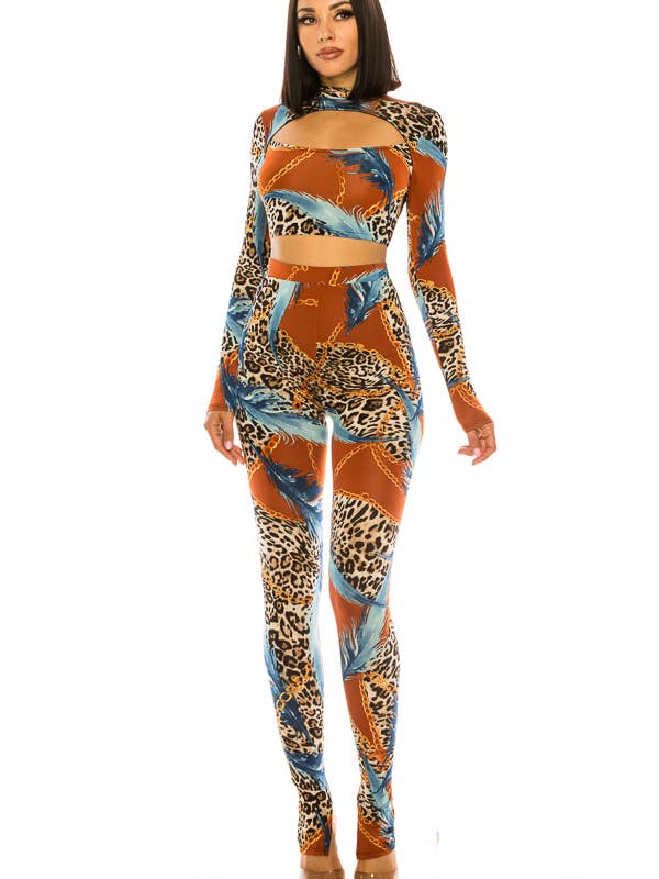 ANIMAL PRINTED TOP&BOTTOM 2 PCS. SET for wholesale by A3 Design USA