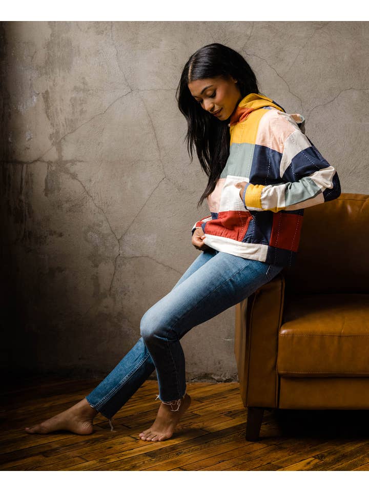 Anchal - Wholesale Hoodie - Women's - Multi-Check Quilted Hoodie
