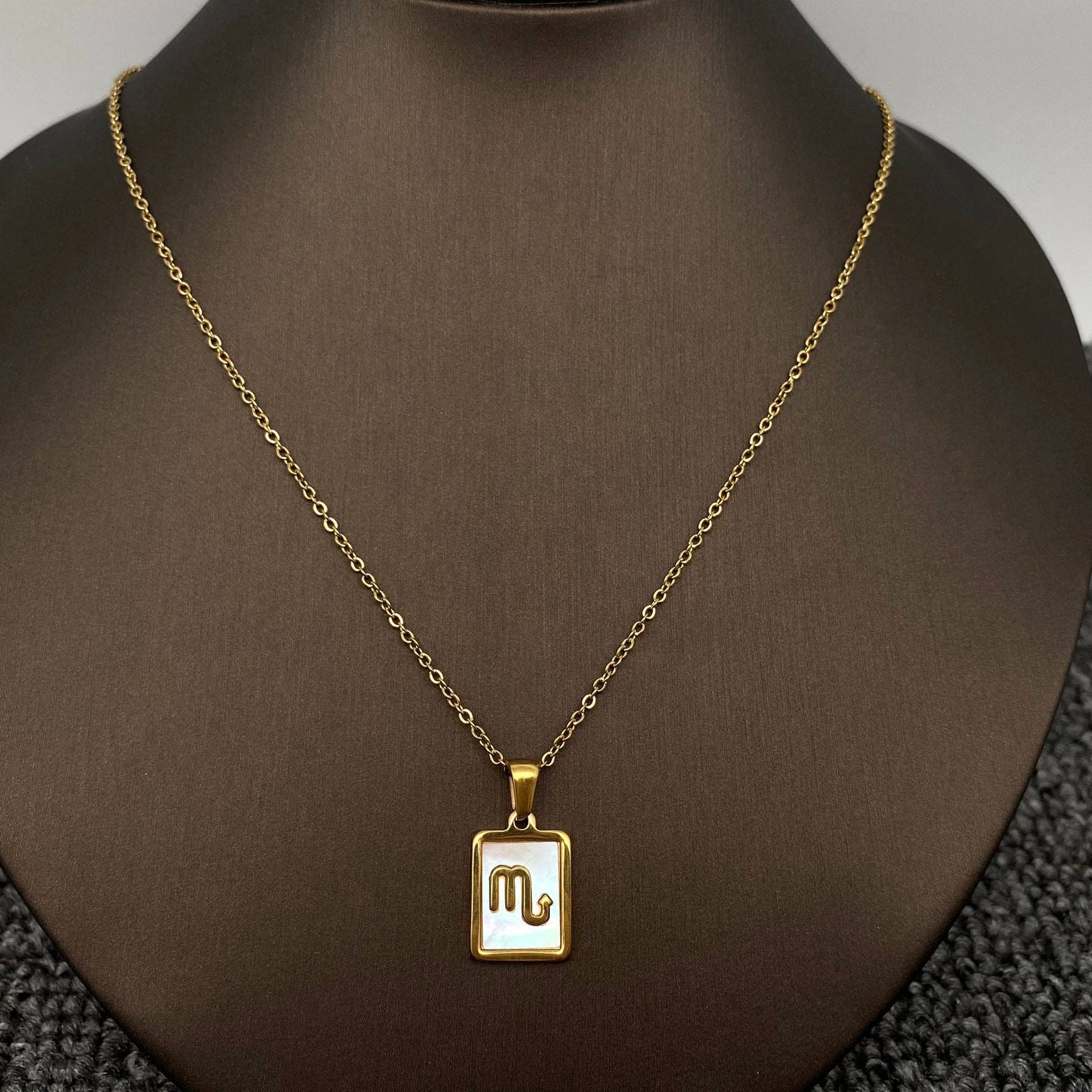 Mio Queena - Wholesale Pendant/Charm Necklace - Zodiac 12 Constellation Shell Square 18K Gold Plated Necklace3
