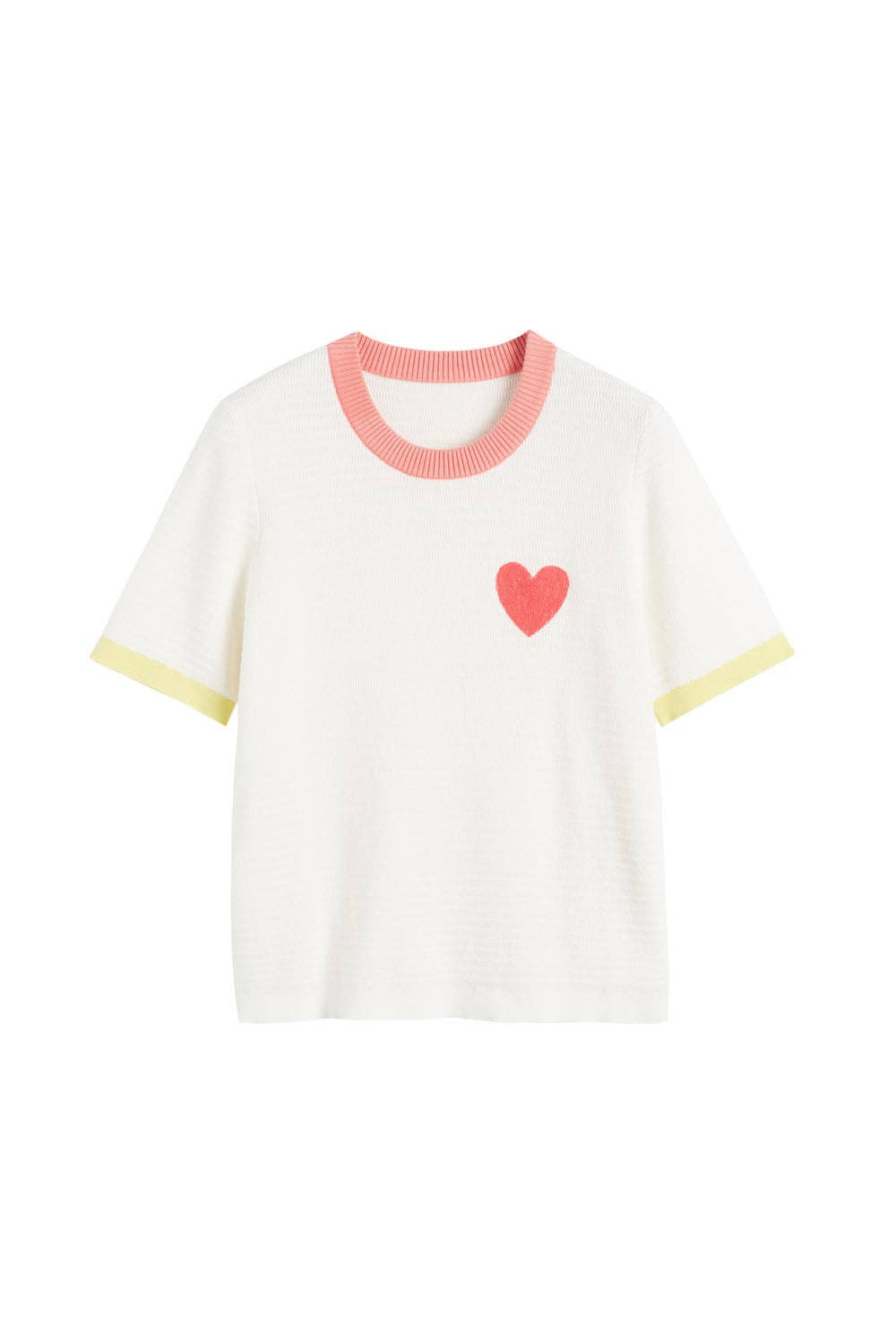 Chinti & Parker – Engroshandel T-shirt – til kvinder – Creme bomuldshjerte bretonsk hæklet t-shirt2