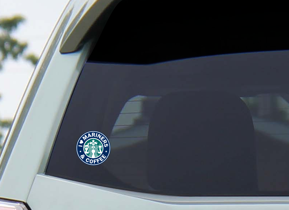 Discovery Stickers - Wholesale Sticker - I Love Mariners & Coffee Vinyl Sticker2