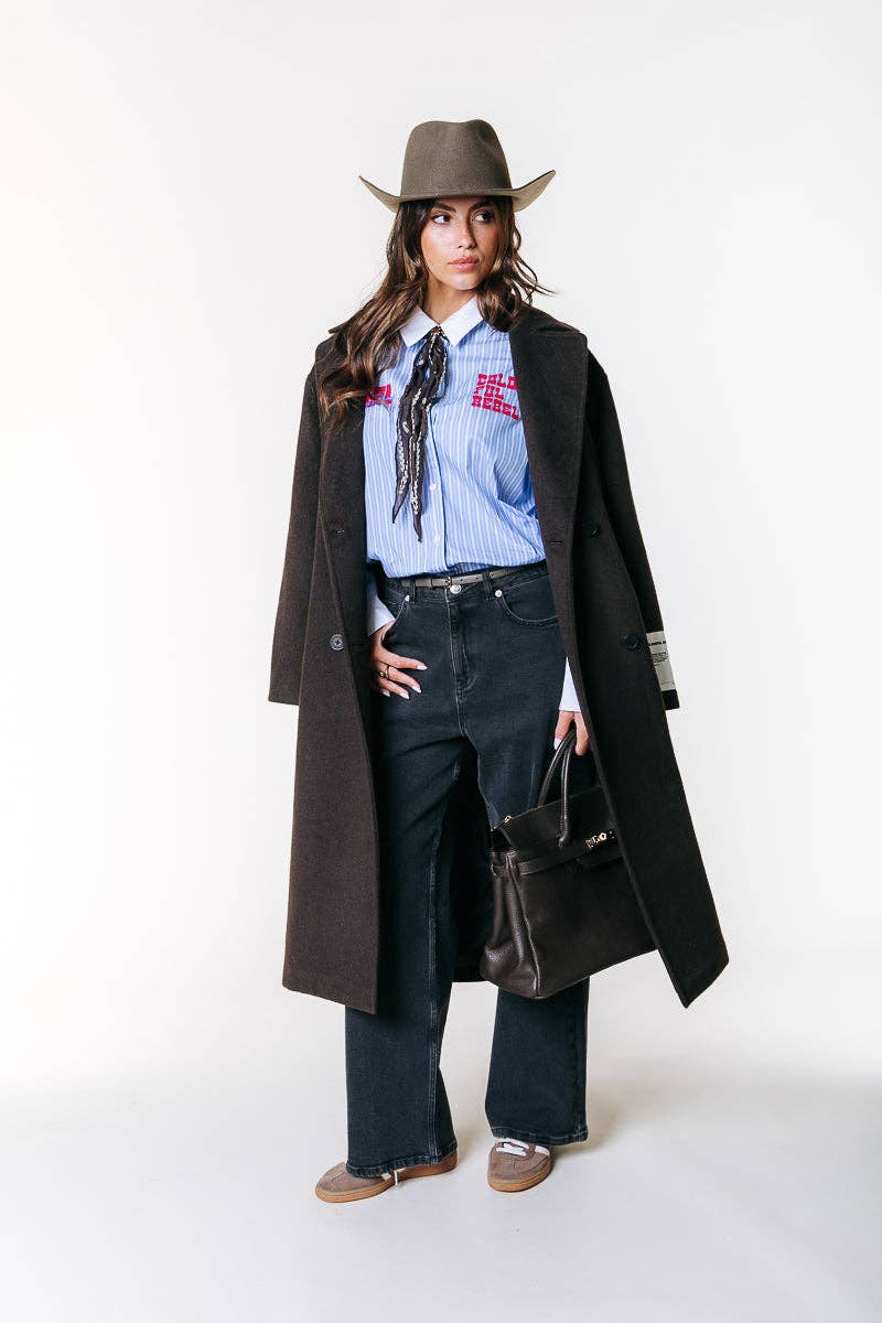 Talia Blouse | White/ Blue for wholesale on Faire2