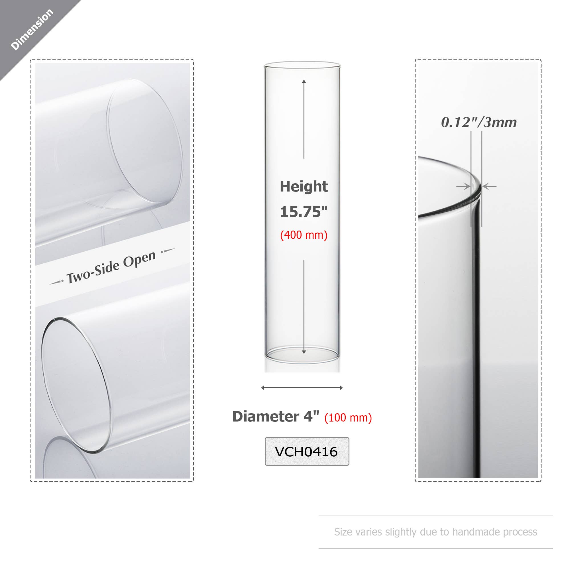 WGV International - Wholesale Candle Holder - WGV Clear Hurricane Candle Shade Chimney Tube- 4" x 16"H1