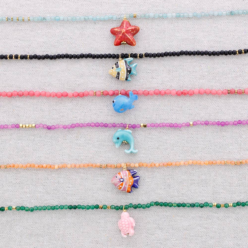 Sonata - Vente Bijoux à boutons pression - Collier ras-du-cou en acier avec pendentif en céramique24