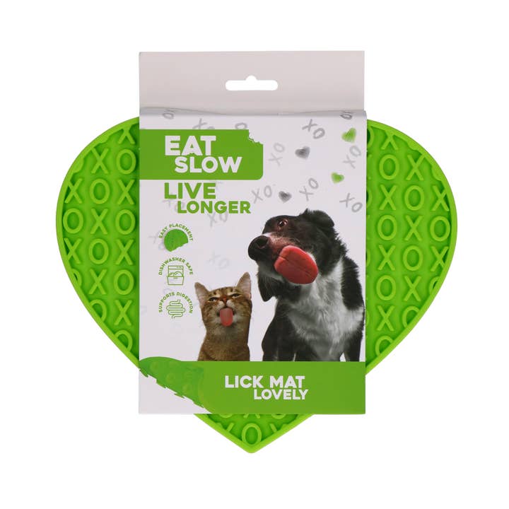 Eat Slow Live Longer Lick Mat Lovely Green for wholesale by Hofman Animal Care