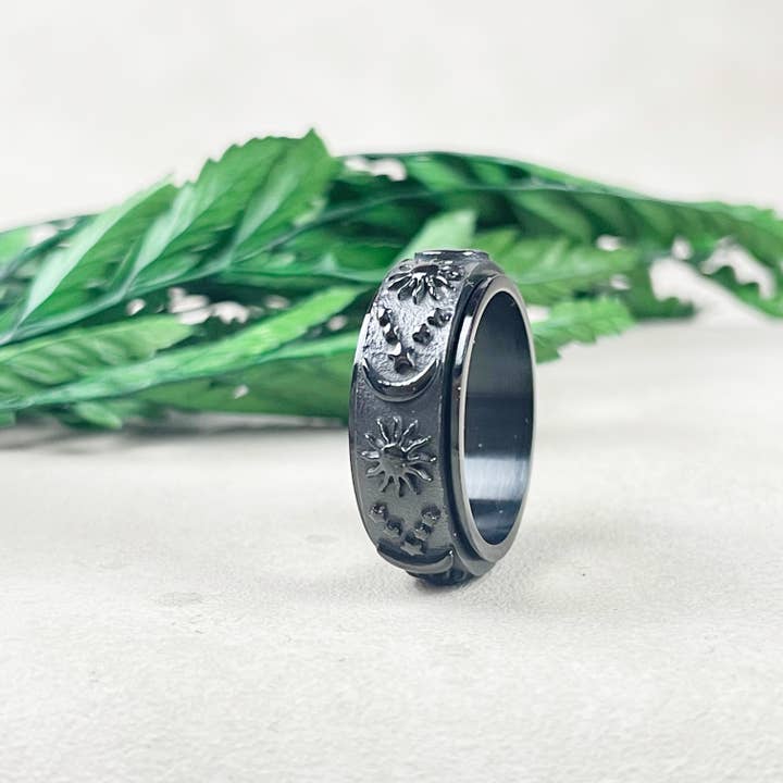 Ewelina Pas Jewelry - Wholesale Band/Stacked Ring - Celestial Stainless Steel Spinner Band Ring2