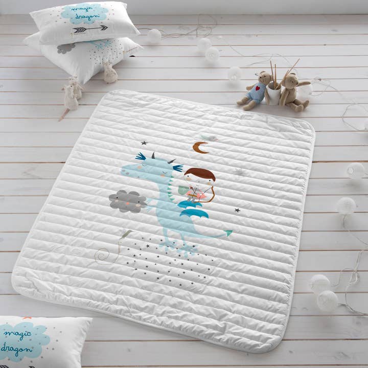 Creaciones Euromoda SL (Naturals Home) - Wholesale Quilt - Kinderen en baby - OMKEERBARE BOUTI SPREI WIEG HEI - MAGISCHE DRAAK2