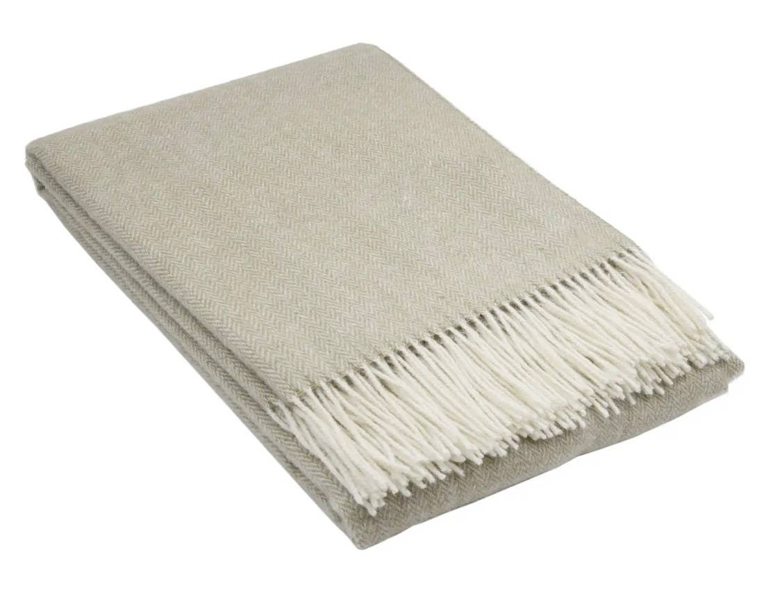 NorraVilla - Vente Plaids - Couverture 100 % laine - Jeté à chevrons gris3