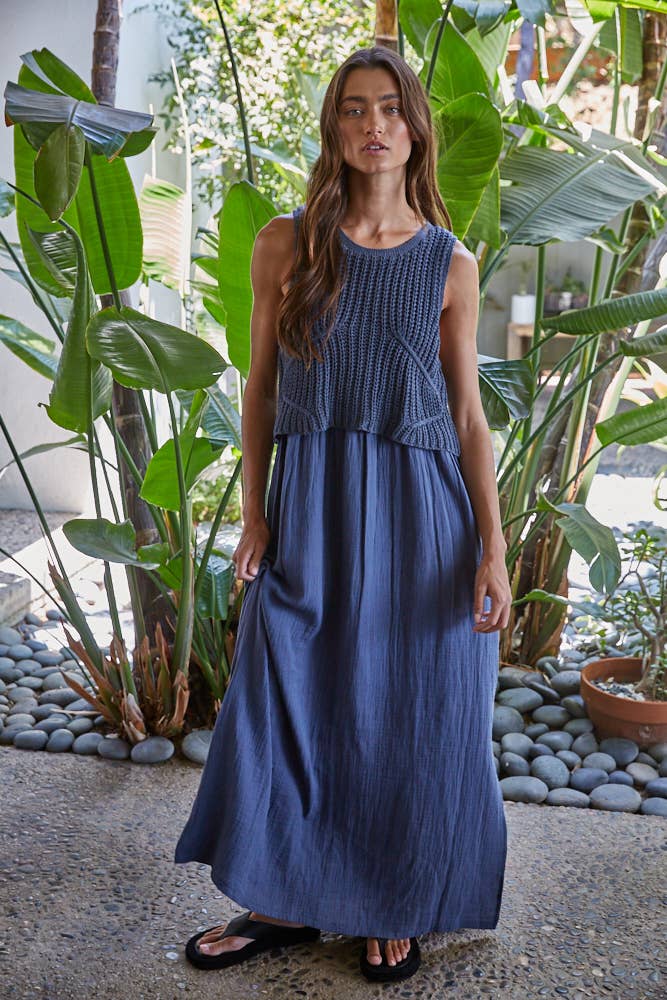 By Together - Wholesale Dress - Women's - W2069 | Knit Sweater Sleeveless Flare Midi Dress 3