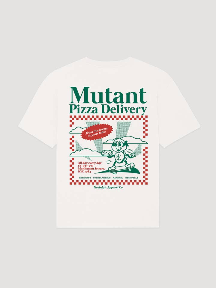 Mutant Pizza Delivery | OffWhite T-Shirt für den Großhandel von Nostalgic Apparel