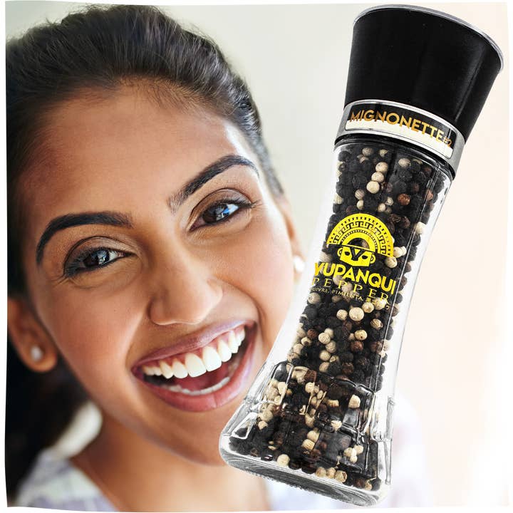 MIGNONETTE white pepper vs black pepper mix -3.5oz GRINDER for wholesale by YUPANQUI PEPPER LLC