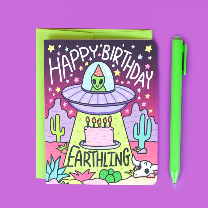 Turtle's Soup - Wholesale Birthday Card - Happy Birthday Earthling Alien Birthday Card