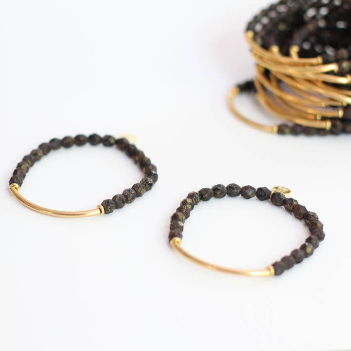 You Rock! Czech Glass Bead Stretch Bracelet. for wholesale by You Can Call Me YOKO LLC