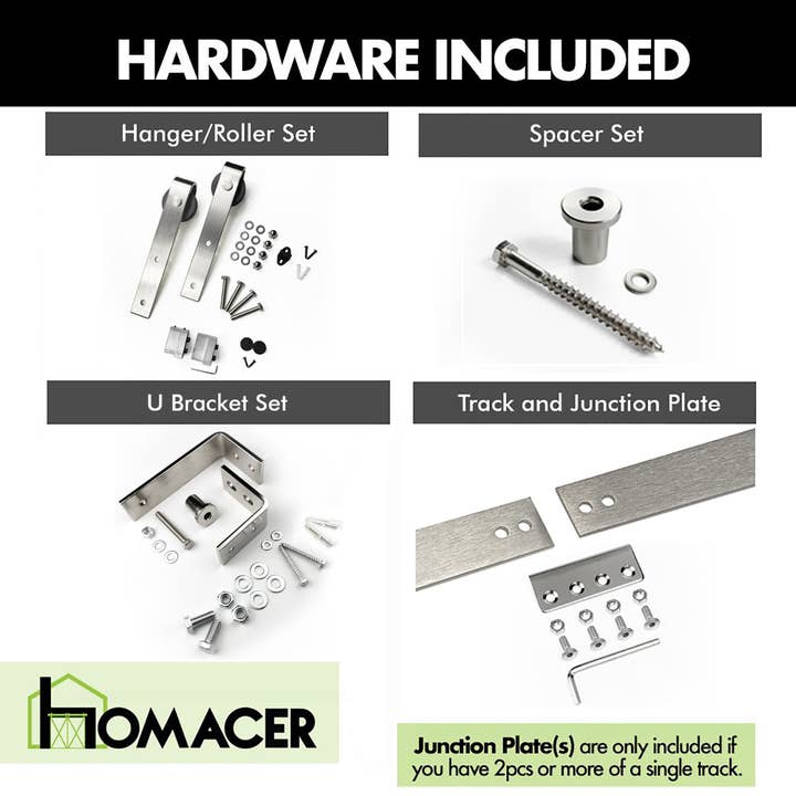 Homacer INC - Wholesale Knob/Pull - Double Track U-Shape Bypass Sliding Barn Door Hardware Kit - Classic Design Roller2