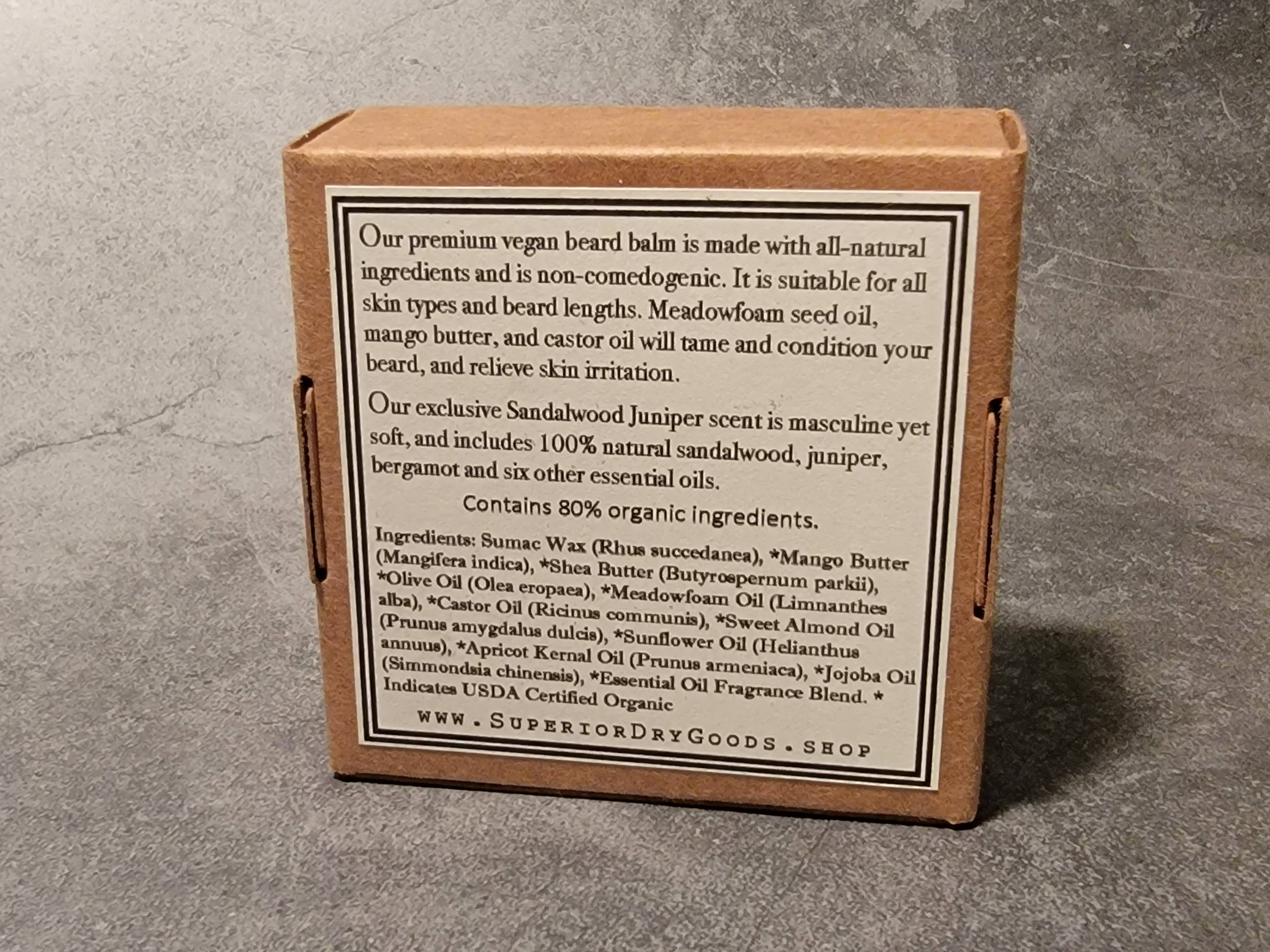 Superior Dry Goods - Wholesale Beard Styling Product - Vegan Sandalwood Juniper Beard Balm | All Natural8