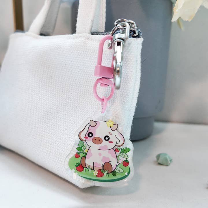 Chaveiro de Vaca Morango por atacado de Angel + Hare