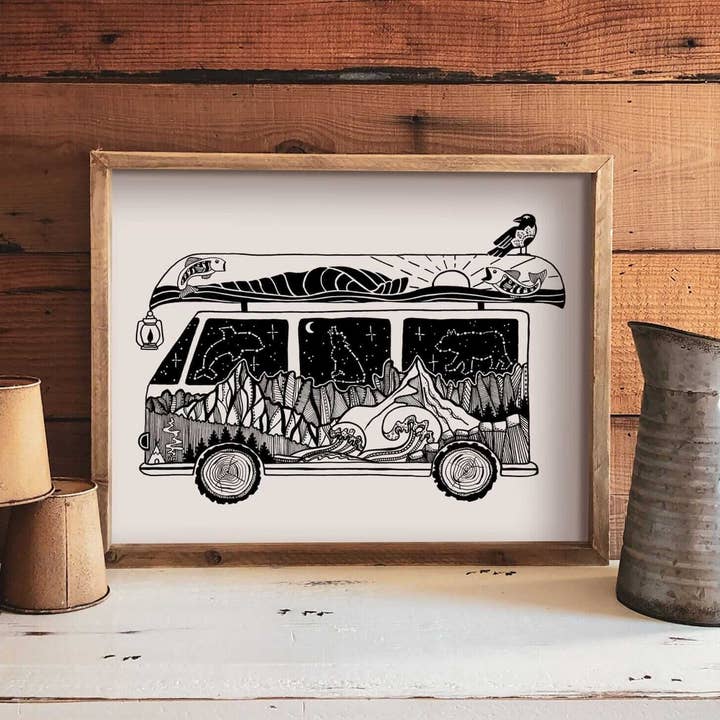 Camper Van Print voor wholesale door Mountain Mornings