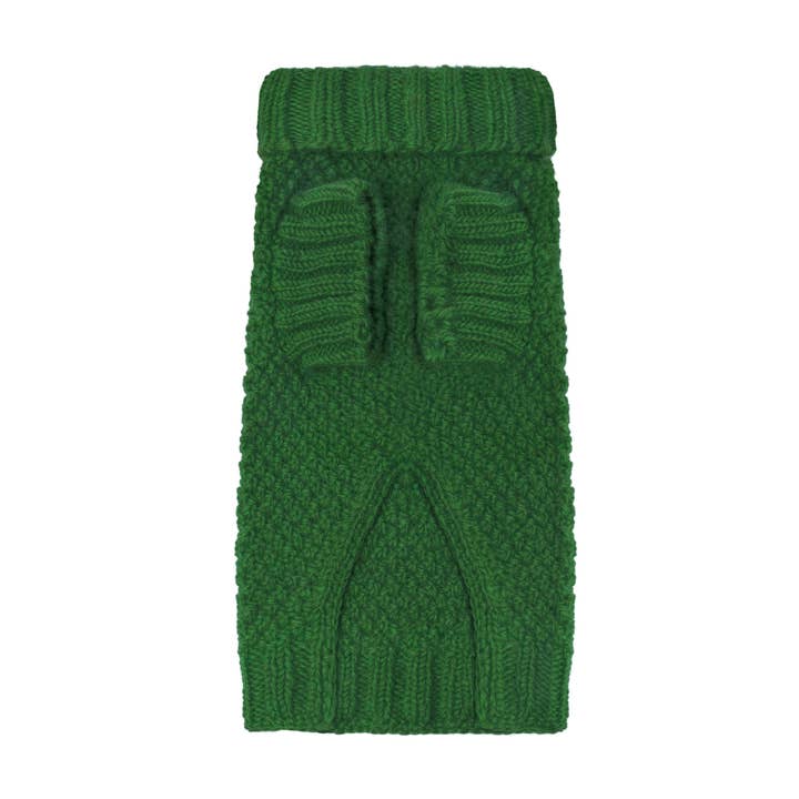 ALLEN BOBBLE PEA GREEN HAND KNITTED DESIGNER WOOL DOG JUMPER for wholesale by LISH