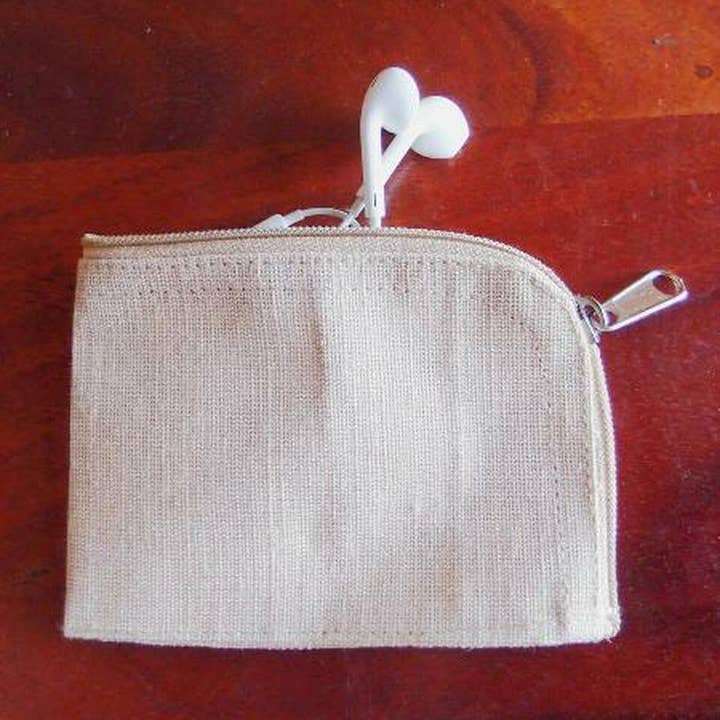 Packaging Decor - Wholesale Pouch - Women's - Imperfectly sewn zipper pouch natural jute material 5" wide