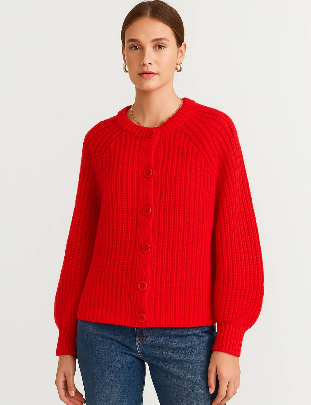 Sweetkama - Vente Cardigan – femme - Gilet court à boutons en maille côtelée uni pour femmes9