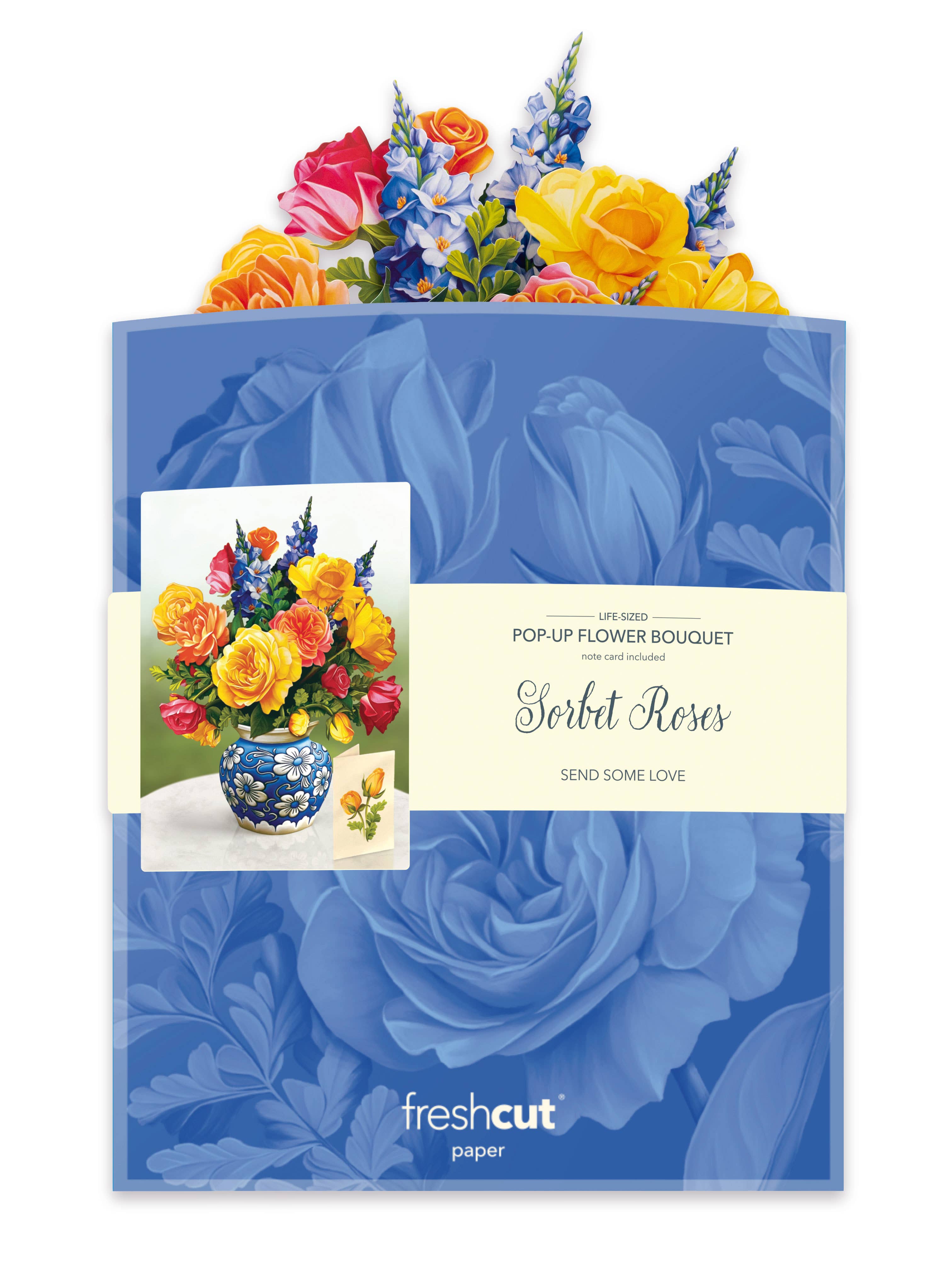 FreshCut Paper LLC - Wholesale Everyday Greeting Card - Sorbet Roses (8 Pop-up Greeting Cards)3