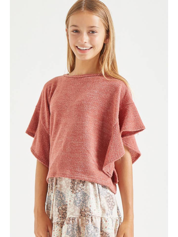 Good Girl - Vendita all'ingrosso Maglione tricot - Bambini - Maglione con volant pullover cropped in maglia grossa2