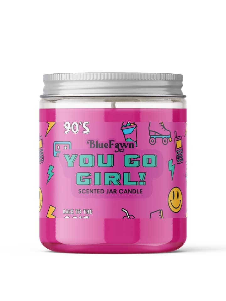 You Go Girl! - Cocoa Butter/Amber/Coconut 90s Scented Candle for wholesale by Blue Fawn Candle Company