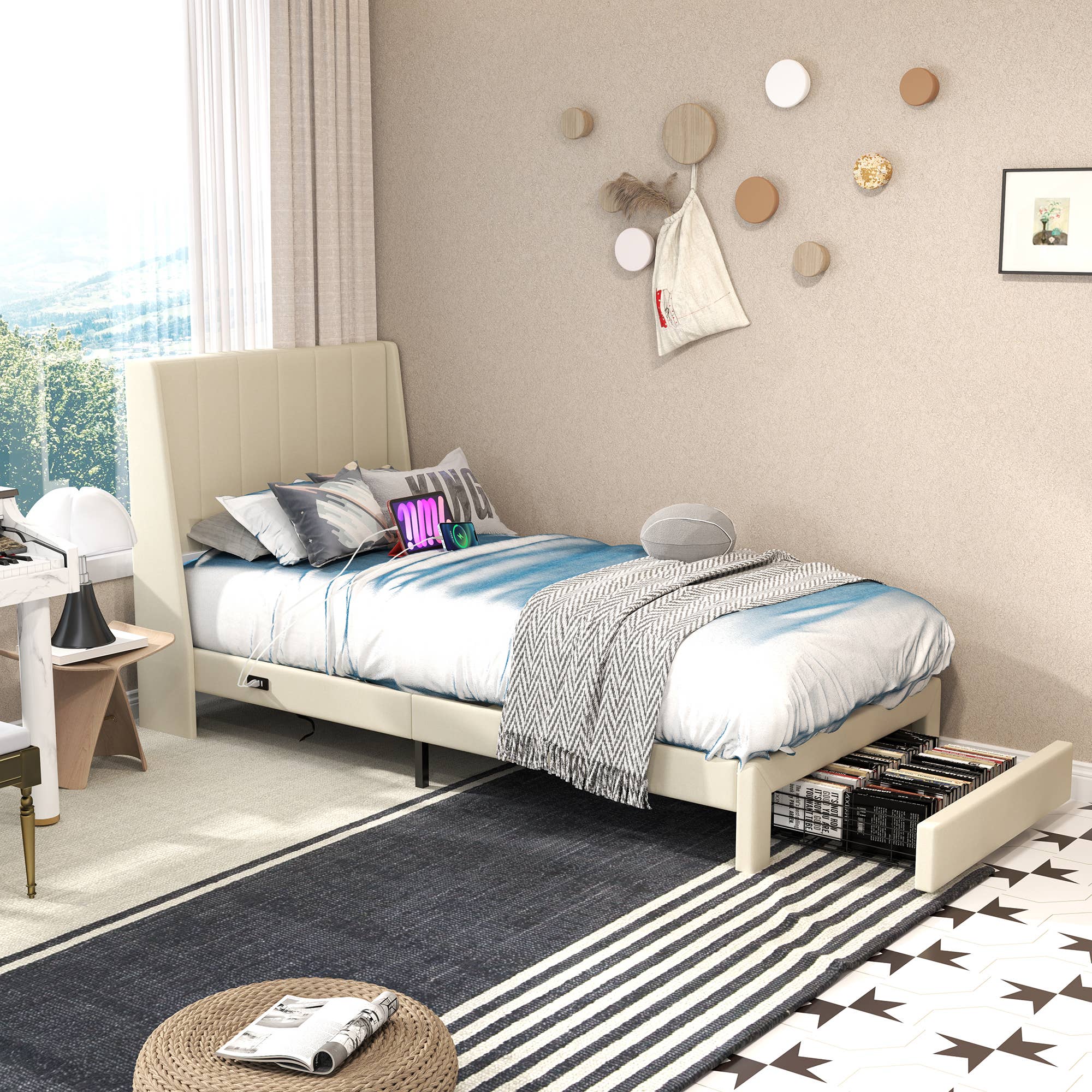 39F Inc. - Wholesale Bed - Upholstered Bed with Drawers, USB Port– Twin & Queen Sizes18