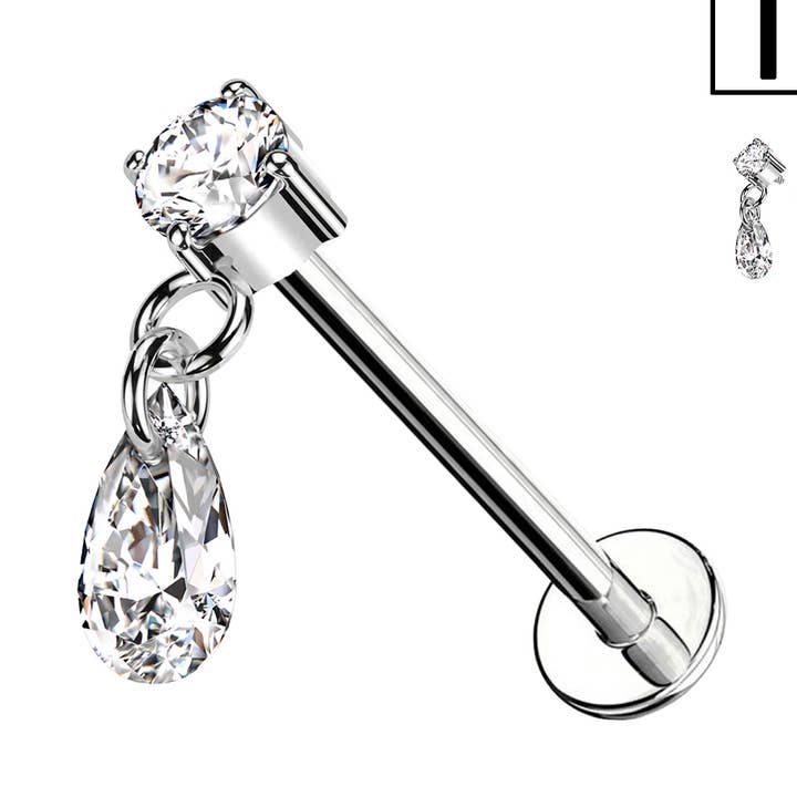 Labret Piercing with Drop Shaped Pendant PWC-157 for wholesale by Awaken