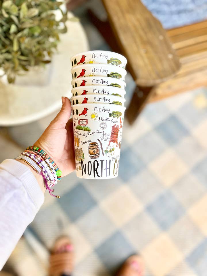 State of North Carolina Reusable Party Cups, state pride for wholesale by Happy By Rachel, LLC