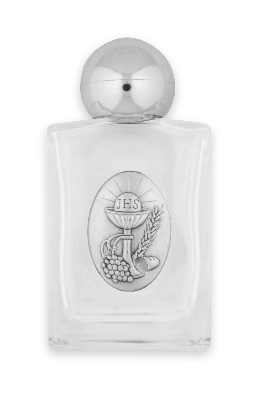 Village Gift Importers – Großhandel Trinkflaschen – Weihwasserflasche aus Glas mit Erstkommunionmedaille0