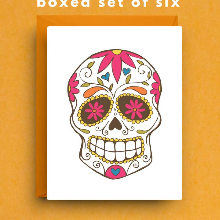 Sugar Skull Día de los Muertos Cards – Boxed Set of 6 for wholesale by Nicole Marie Paperie