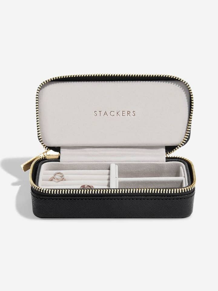 Portagioie da viaggio nero medio con cerniera per la vendita all'ingrosso da parte di Stackers