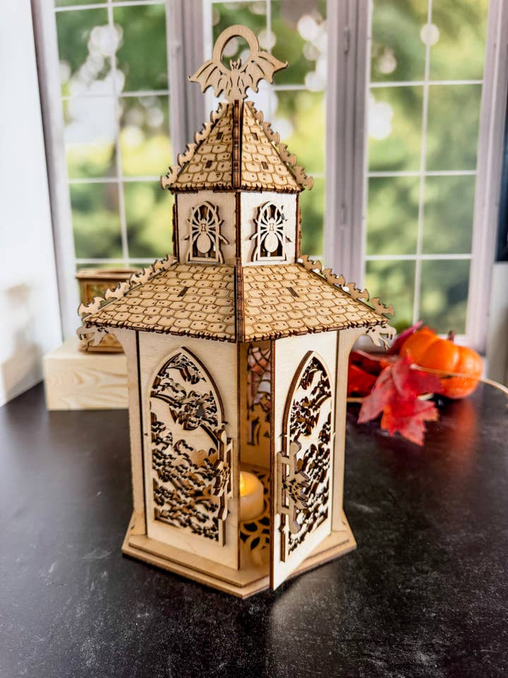 Gothic Halloween Lantern Tea Light for wholesale by Rowe Station Woodworks
