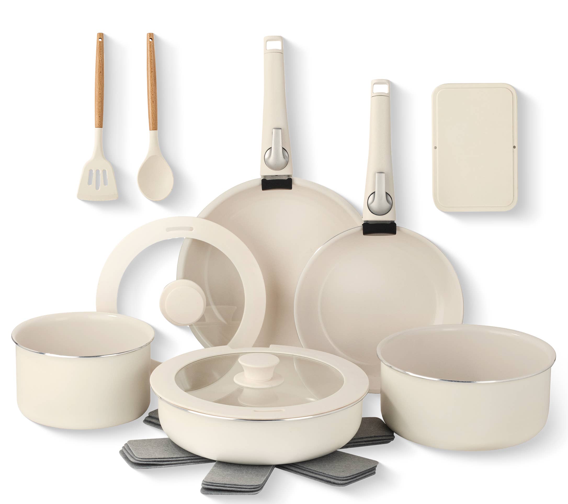 Gotham Steel/Granitestone - Wholesale Cookware Set - Gotham Steel 18pc Set Detachable Handle in Cream0