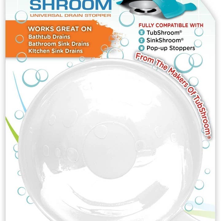 StopShroom (Blanc) — Bouchon universel pour baignoire, salle de bains et évacuations de cuisine pour la vente par TubShroom