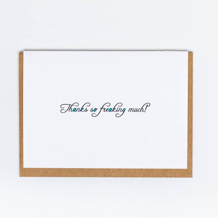 Carte de vœux Thanks so Freakin Much pour la vente par Lady Pilot Letterpress