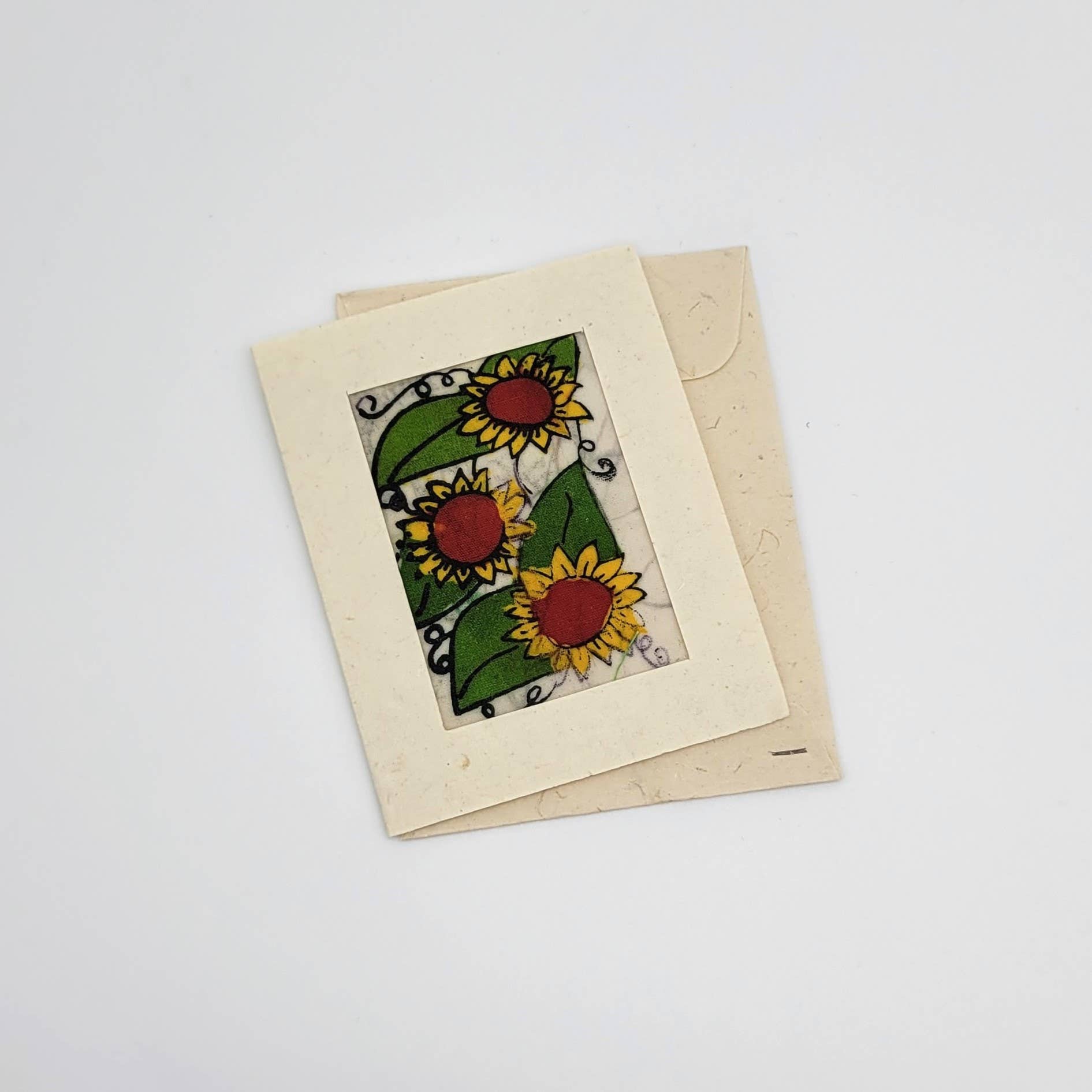 Eclectic Woodchuck - Wholesale Everyday Greeting Card - Batik Sunflower Mini Card6