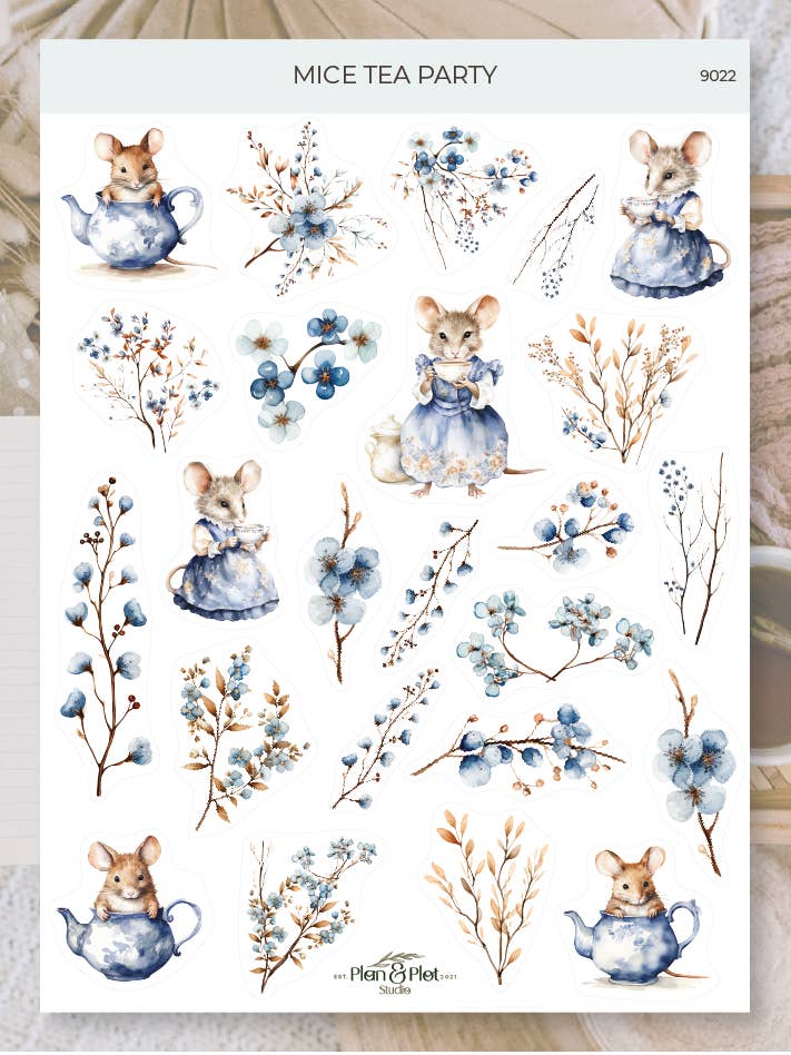 Mice tea party | Stickers for wholesale by Plan & Plot Studio