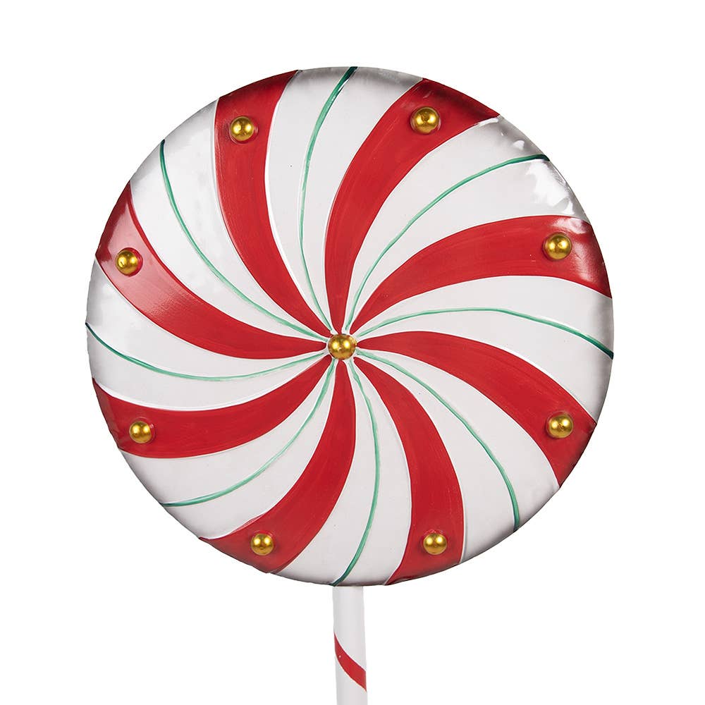 Clayre & Eef – Estatueta decorativa por atacado – Decoração de Natal Chupa-Chupa 40x30x120 cm Vermelho Branco Metal1