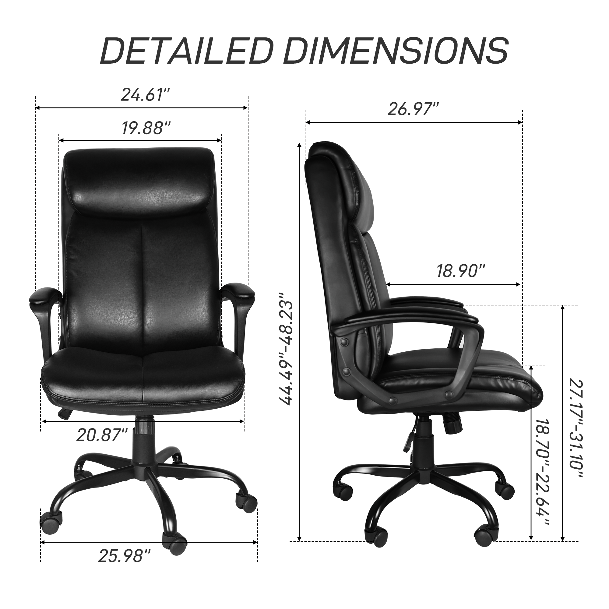 BlakOutlet - Wholesale Chair - Office Desk Chair with High-Quality PU Leather 12