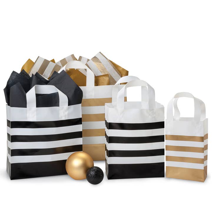 Bold Stripe Plastic Gift Bags for wholesale by Nashville Wraps