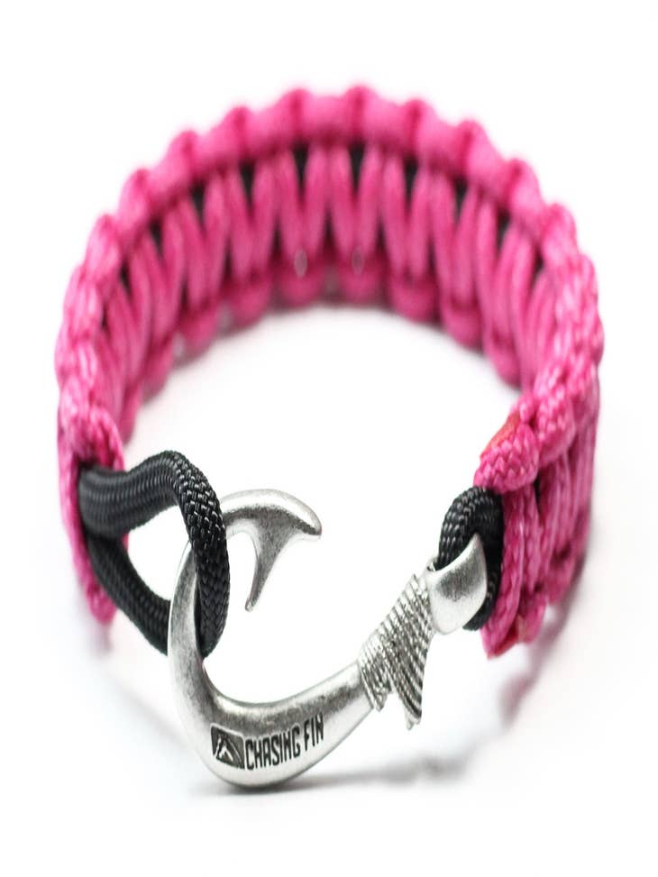 Wholesale New Slim Cobra Braid Fish Hook Bracelet (Fuchsia & Black) for  your store - Faire