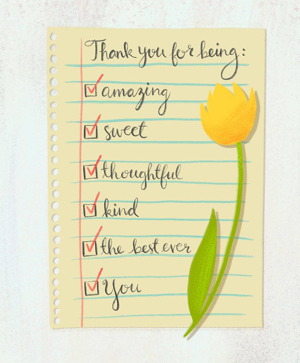 M. Kind Papersmith - Wholesale Thank You Card - Thank You Checklist1