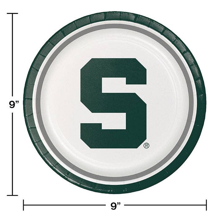 Bulk Party Decor - Wholesale Disposable Plate - Michigan State University Paper Dinner Plate, 8/Pkg