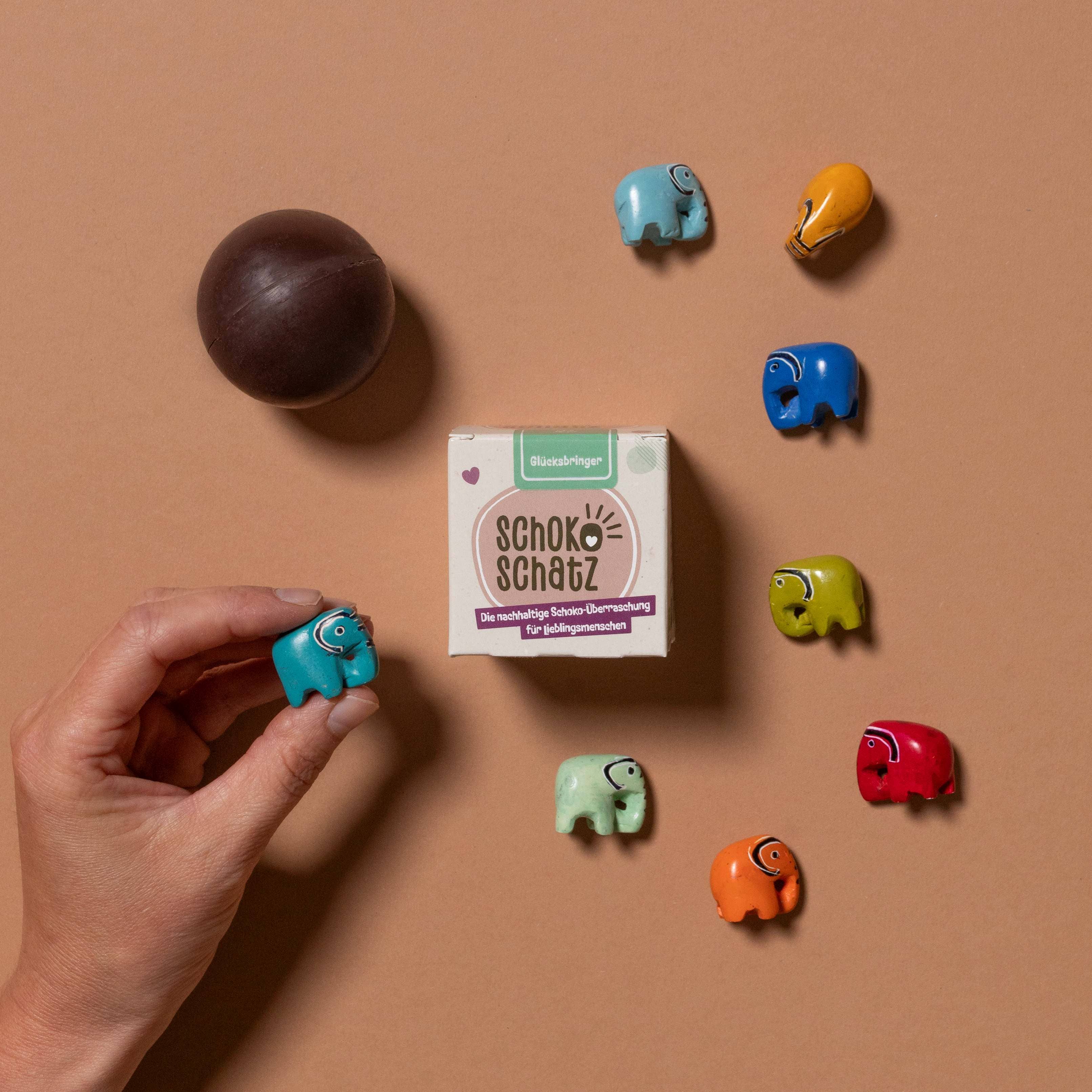 SchokoSchatz e.K. – wholesale Choklad – Chokladkula med överraskning - "Lyckobringare" (vegansk) -12